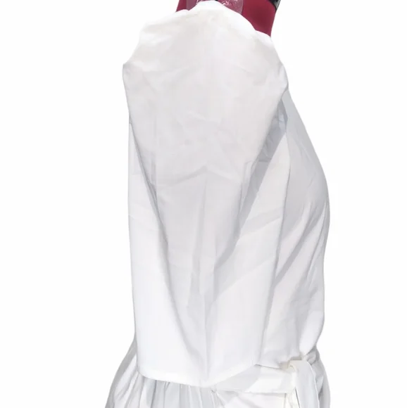 NY & Co. New Puff Sleeve White Poplin Wrap Dress Small - Picture 7 of 12
